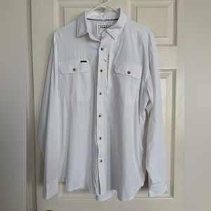 Poncho Shirt Mens Large White Long Sleeve   Fishing Outdoors Magnetic #190